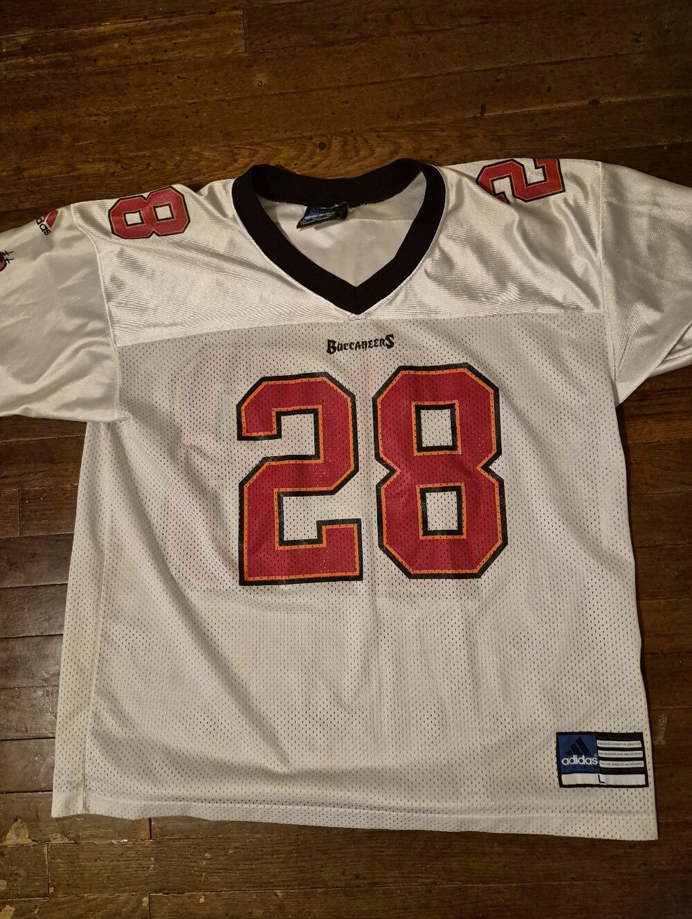 Tampa Bay Bucs Warrick Dunn Mens Sz Large White Red Adidas Foorball Jersey